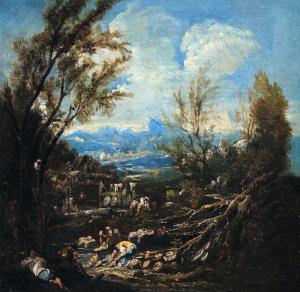 Paesaggio con lavandaie